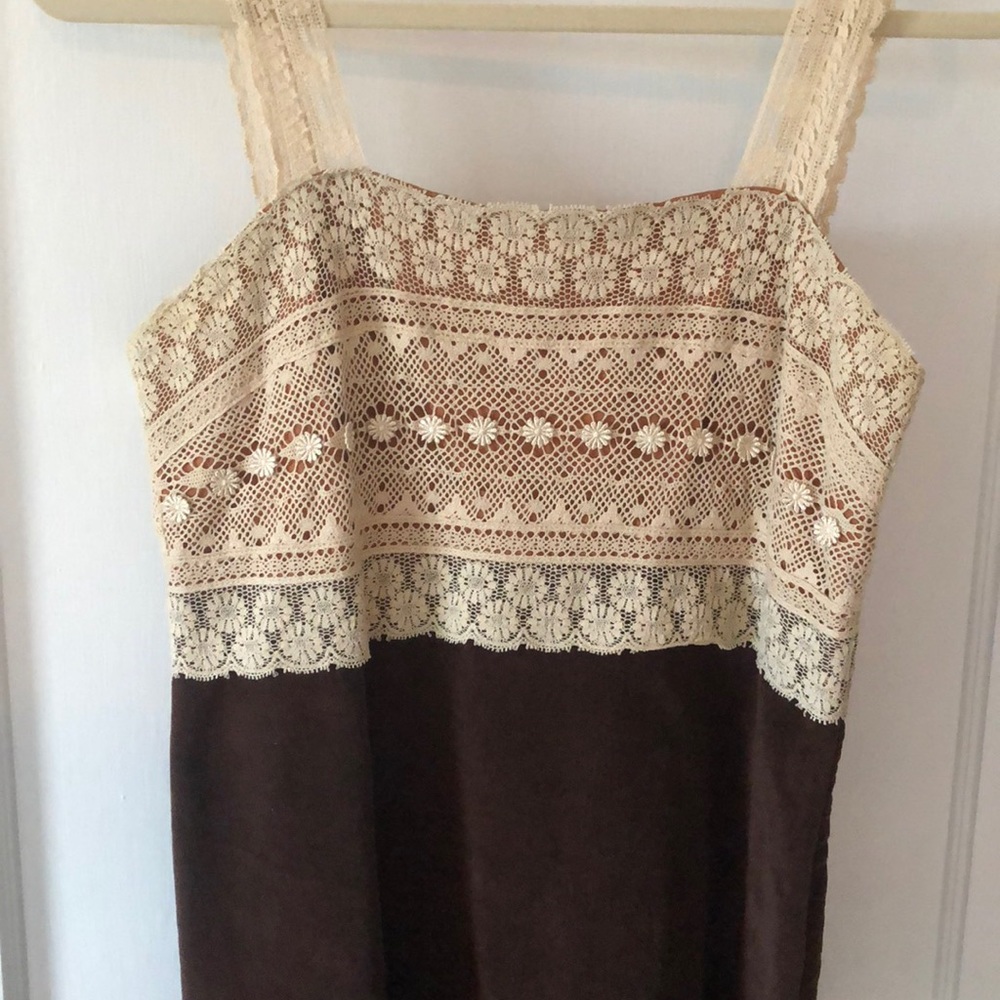 Anthropology lace and corduroy dress 8